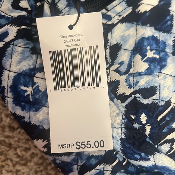 Vera Bradley * Women's Cotton Sling Backpack Bookbag * NWT *IKAT ISLAND - Picture 3 of 6